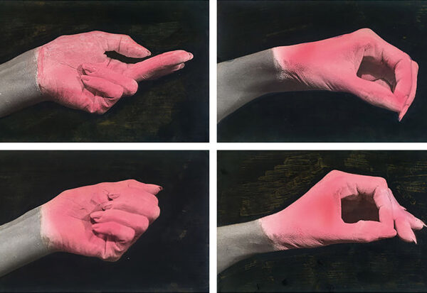 An image of 4 hands spelling ROSA in sign language