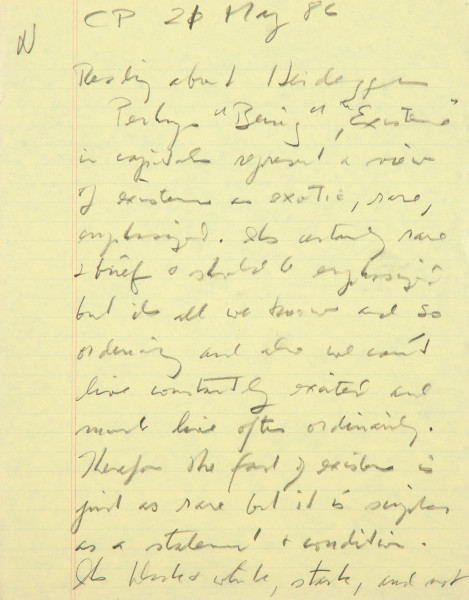 Donald Judd, example of handwriting