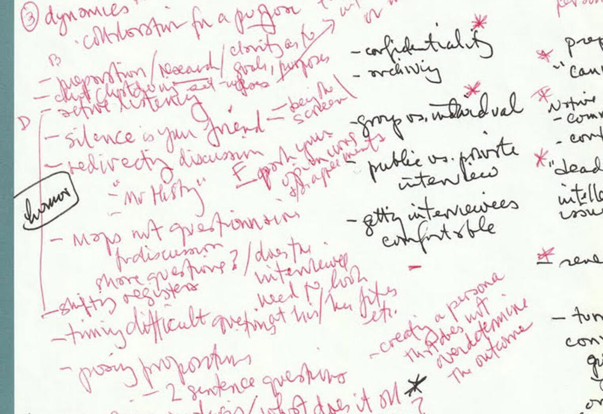 Handwritten notes from Richard Cándida Smith